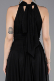 Siyah Halter Yaka Midi Şifon Mezuniyet Elbisesi ABK2612