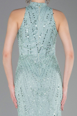 Mint Halter Yaka Boncuklu Uzun Balık Abiye ABU4791