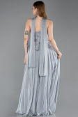 Antrasit Straplez Peplum Kesim Pliseli Uzun Abiye ABU5786