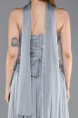 Antrasit Straplez Peplum Kesim Pliseli Uzun Abiye ABU5786