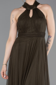 Haki Halter Yaka Uzun Abiye Elbise ABU3252