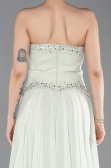 Mint Taşlı Asimetrik Straplez Peplum Uzun Şifon Abiye ABU6188