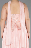Somon Straplez Peplum Pliseli Büyük Beden Abiye ABU5793