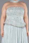 Mint Straplez Peplum Pliseli Büyük Beden Abiye ABU5793