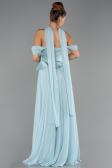 Mint Kayık Yaka Saten Peplum Kesim Uzun Şifon Abiye ABU5327