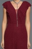 Bordo Kolye Detaylı Simli Tulum C7241