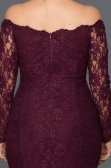 Koyu Mürdüm Dantelli Büyük Beden Abiye ABU011