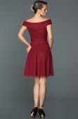 Bordo Kayık Yaka Mezuniyet Elbisesi ABK015