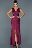 Violet Yırtmaçlı Uzun Abiye Elbise ABU049