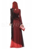 Bordo tesettür abiye elbise S3472