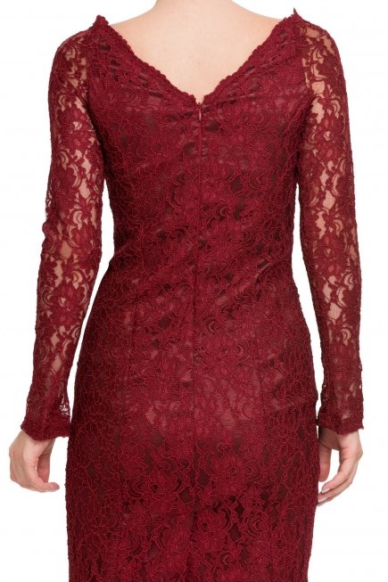 Kısa Bordo Puanlı Abiye Elbise A60237