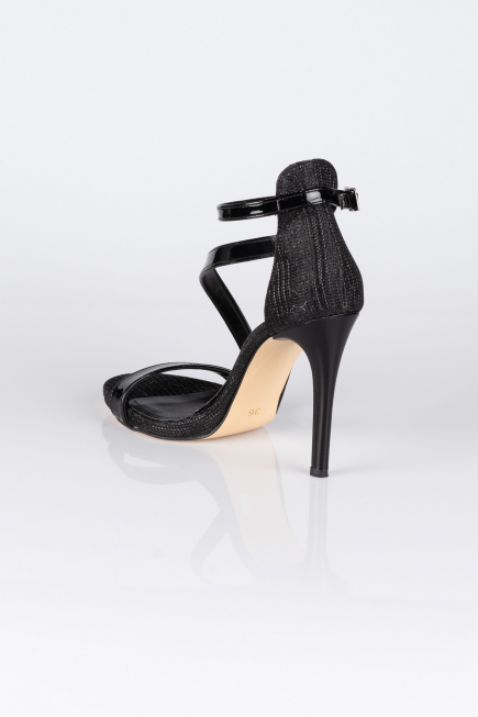 Siyah Simli Stiletto Abiye Ayakkabı AB1043
