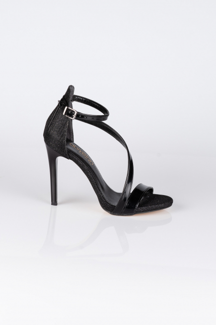 Siyah Simli Stiletto Abiye Ayakkabı AB1043
