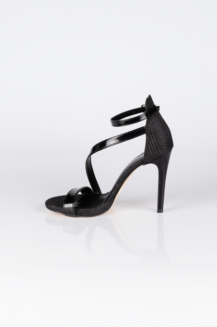 Siyah Simli Stiletto Abiye Ayakkabı AB1043