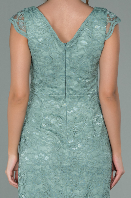 Mint Dantelli Kısa Elbise ABK010