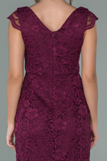 Mürdüm Dantelli Kısa Elbise ABK010