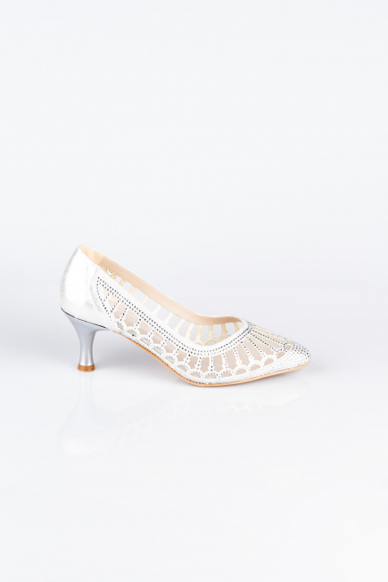 Lame Taşlı Stiletto Abiye Ayakkabı MJ5431