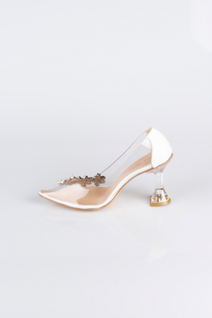 Beyaz Taşlı Stiletto AB1055