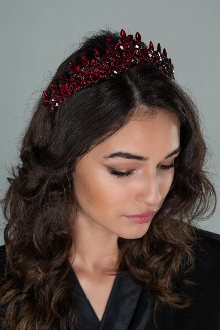 Bordo Taşlı Abiye Saç Aksesuarı DY508