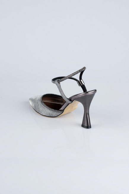 Platin Lazer Kesim Stiletto Abiye Ayakkabı MJ5150