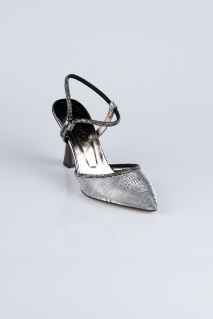 Platin Lazer Kesim Stiletto Abiye Ayakkabı MJ5150