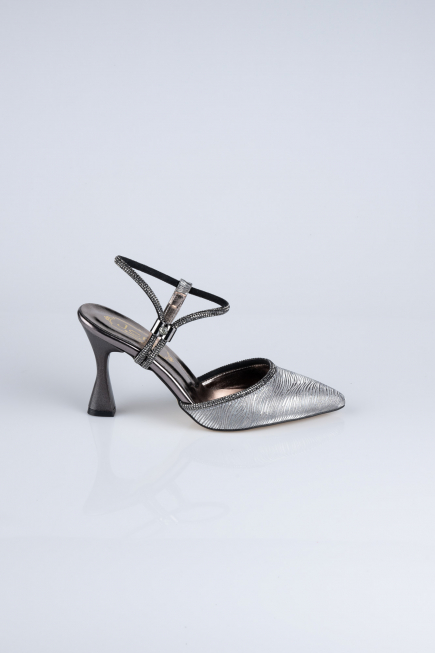 Platin Lazer Kesim Stiletto Abiye Ayakkabı MJ5150