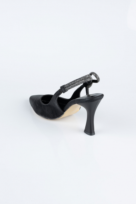 Siyah Lazer Kesim Stiletto MJ4102
