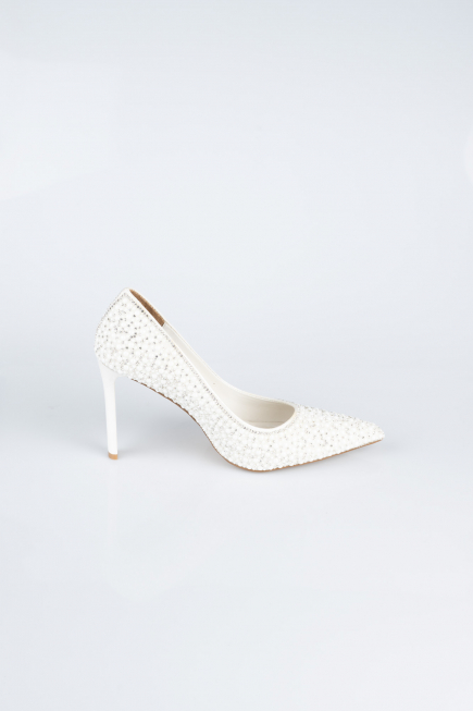 Beyaz Taşlı Stiletto AB1138