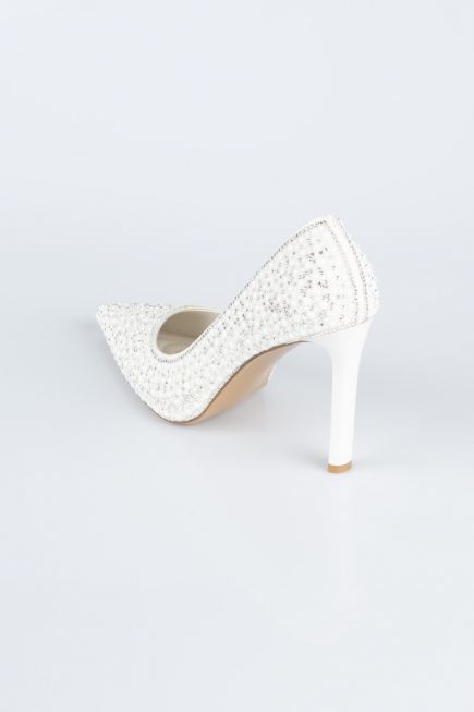 Beyaz Taşlı Stiletto AB1138