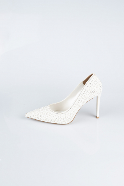 Beyaz Taşlı Stiletto AB1138