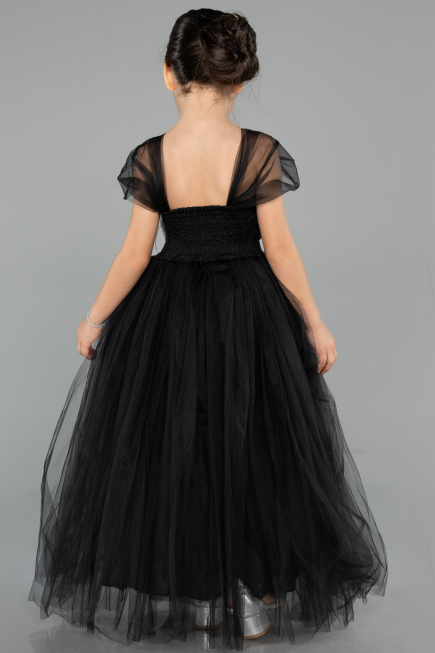 Siyah Askılı Üstü Simli Kız Çocuk Abiye ABU3566