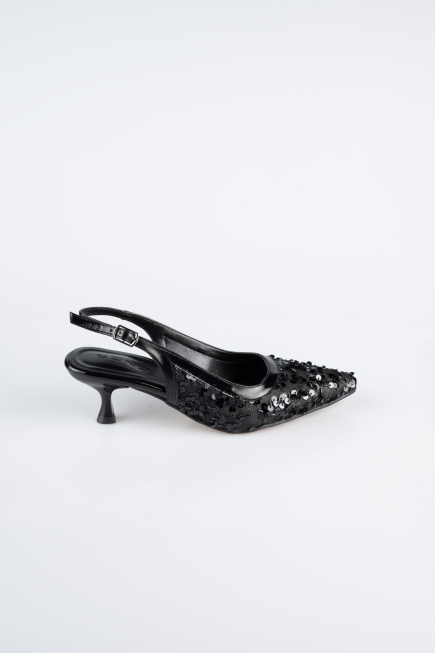 Siyah Pullu Stiletto ABP2107