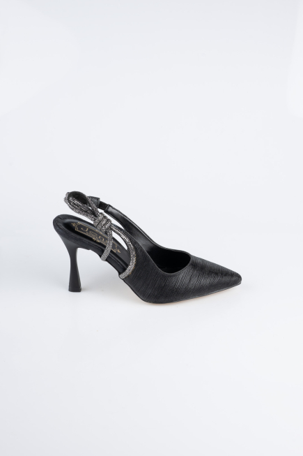 Siyah Lazer Kesim Stiletto MJ4102