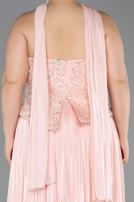 Somon Straplez Peplum Pliseli Büyük Beden Abiye ABU5793