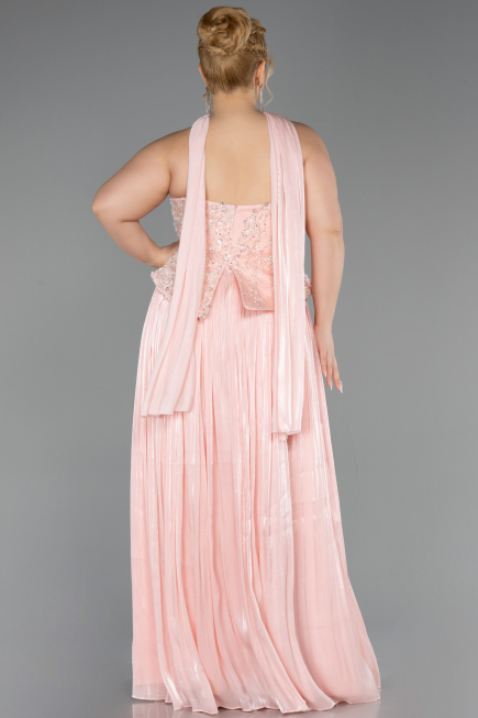 Somon Straplez Peplum Pliseli Büyük Beden Abiye ABU5793