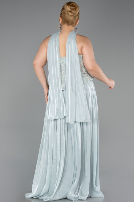 Mint Straplez Peplum Pliseli Büyük Beden Abiye ABU5793