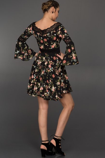 Pembe Çiçekli Mezuniyet Elbisesi SS20870