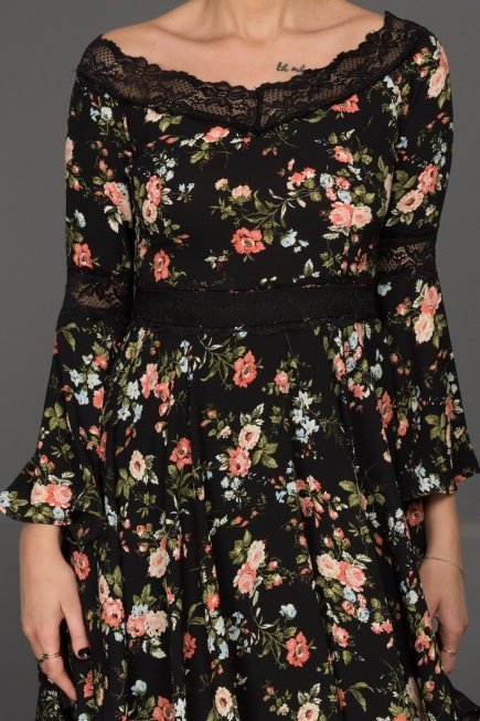 Pembe Çiçekli Mezuniyet Elbisesi SS20870