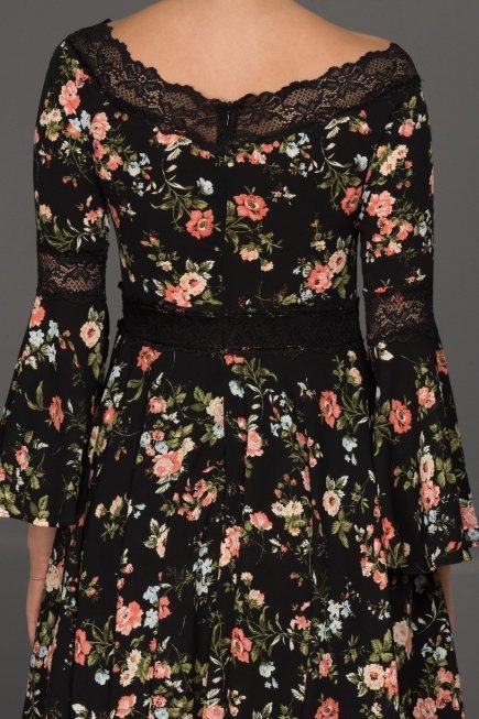 Pembe Çiçekli Mezuniyet Elbisesi SS20870