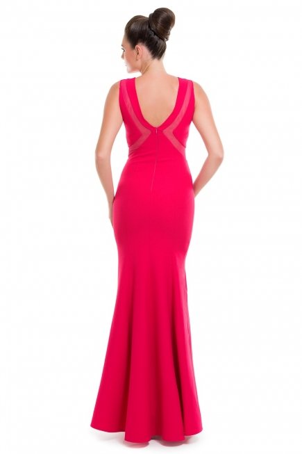 Uzun Fuşya Abiye Elbise C3234
