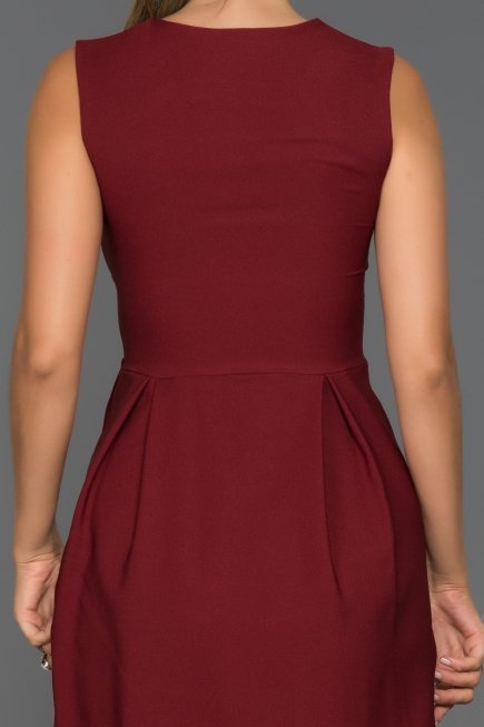 Bordo Dekoltesiz Elbise D9215