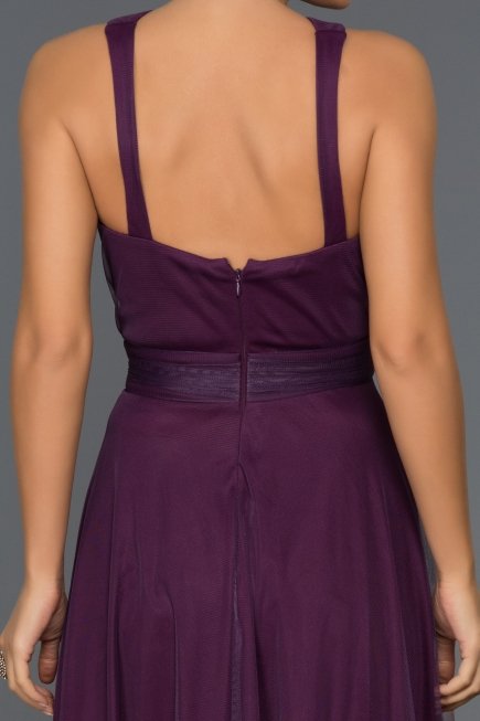 Violet Çiçekli Abiye Elbise ABU331