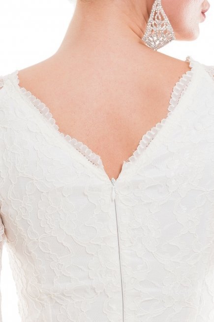 Kısa Ekru Abiye Elbise A60237