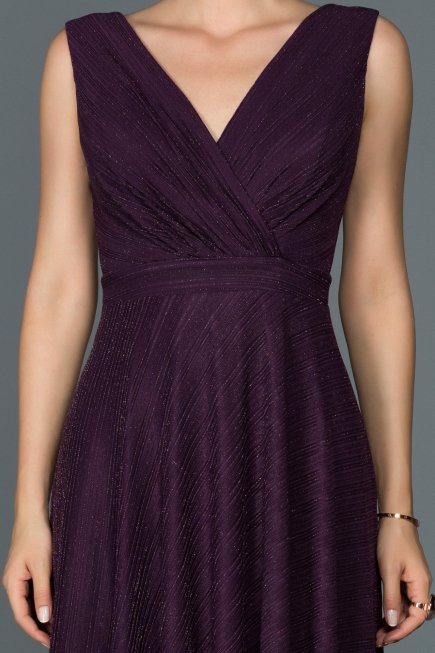 Violet V Yaka Kısa Elbise ABK069